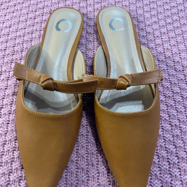Shoes women . New ,Elegant Brown Mules with Pointed Toe and Low Heel - Image 10