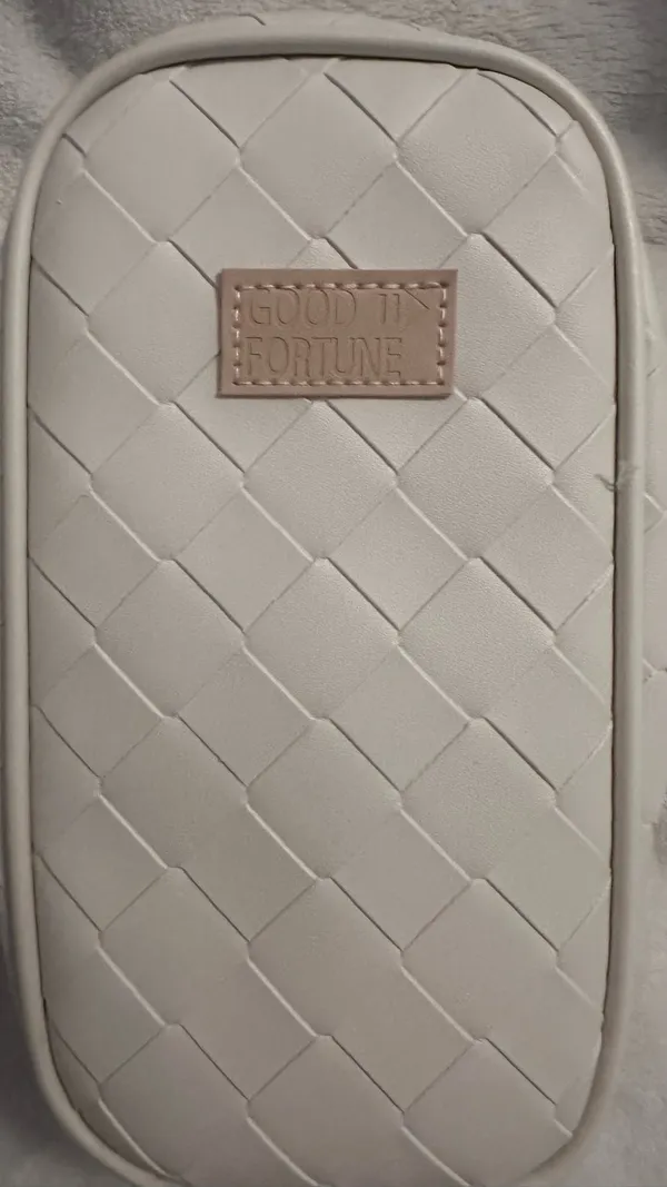 Good Fortune Woven Stationary Bag in Light Beige - Image 2