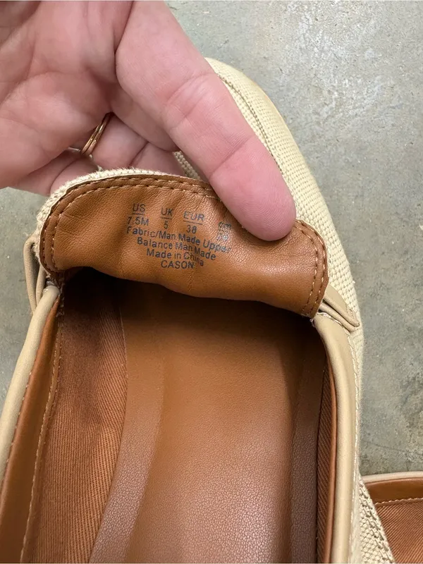 Franco Sarto Canvas Horsebit Lug Sole Loafers Beige Tan Women’s 7.5 - Image 7