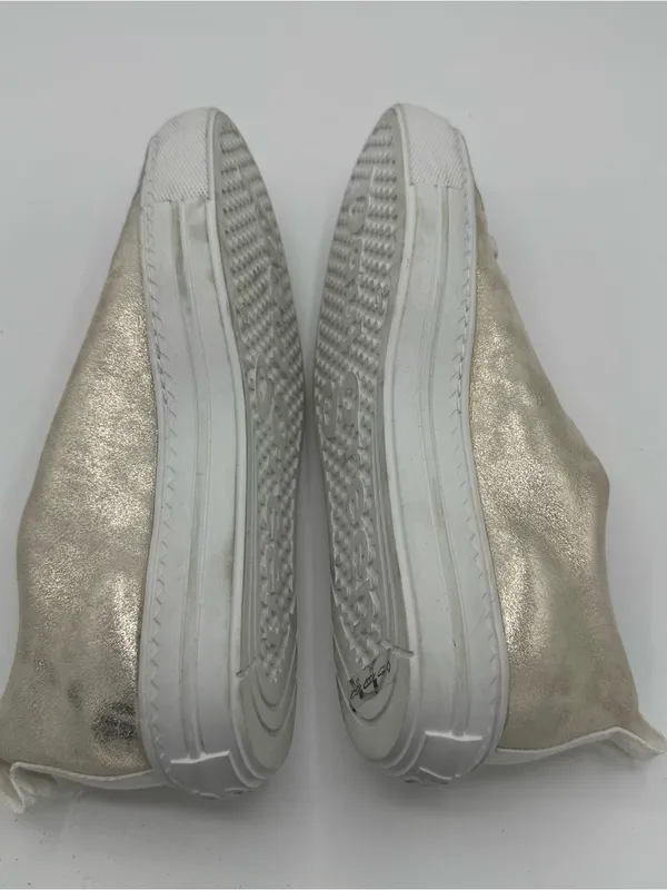 Paul Green Ajay Sneaker‎ Women 7 Gold Good Metallic Leather Low Top Elastic Lace - Image 7