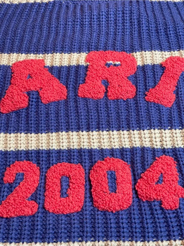 Altar'd State Striped Chunky Knit Fisherman Sweater Slouchy Blue Beige Size M - Image 11