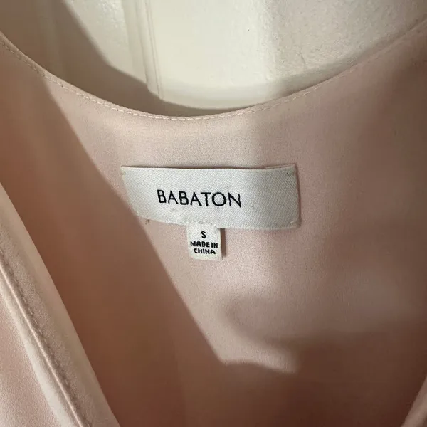 Aritzia Babaton Templeton Slip Dress Small‎ Baby Pink Midi V Neck Minimalist - Image 2