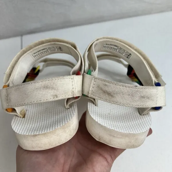 Teva‎ Size 7 Sandals Original Universal Pride White Rainbow 1125890 Adjustable - Image 11