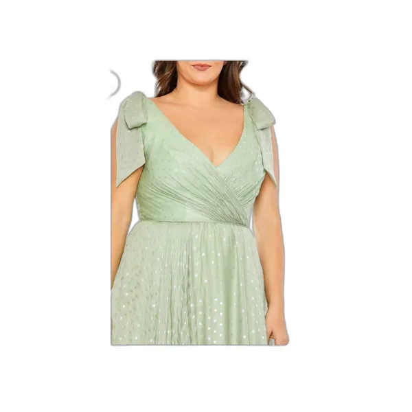 Mac Duggal NWT Sage Green Cottagecore Ruffle Bow Maxi Gown 68120 - Image 2