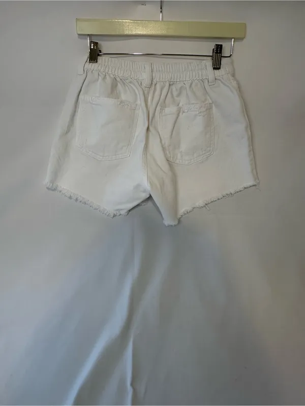 aerie White Distressed Denim Cutoff Shorts - Image 2