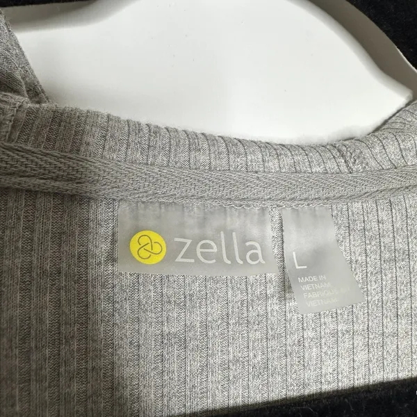 NEW Zella Half Zip Ribbed Hoodie Women's Elastic Waist Light Gray Size Large - Image 6