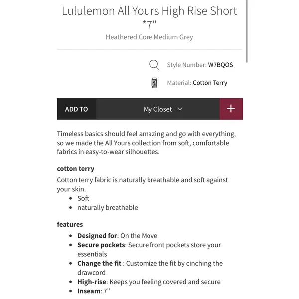Lululemon All Yours High Rise Shorts grey 4 - Image 2