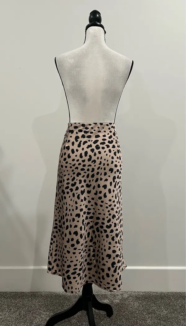 Leopard Print Midi Skirt Pink Size XL - Image 4