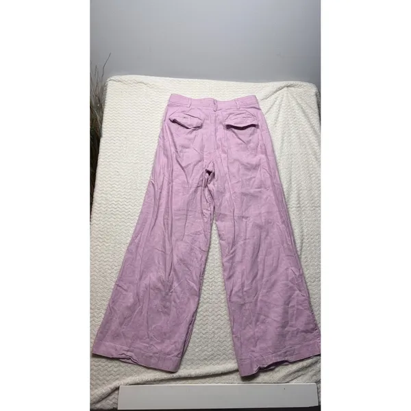 Banana Republic Pink Lavender Linen Wide Leg Pleated Pants Size 8 High Rise - Image 2