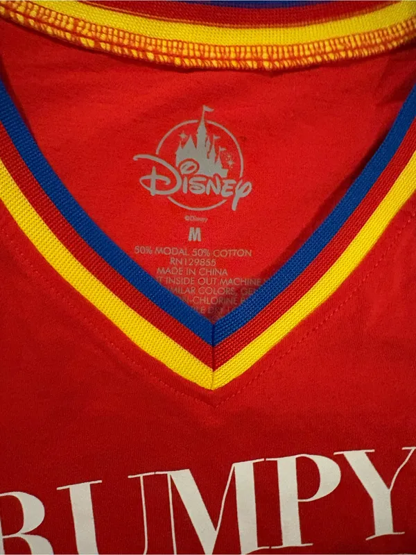 Disney Snow White and the Seven Dwarfs Red Tee with Yellow and Blue Trim - Image 2