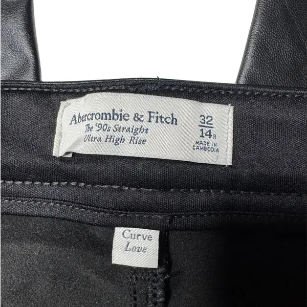 Abercrombie Curve Love 90s Straight Vegan Leather Pants High Rise Black 32 14R - Image 7