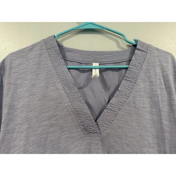 Daily Practice by Anthropologie Purple Vneck Short Sleeve Shirt Small S - Image 2