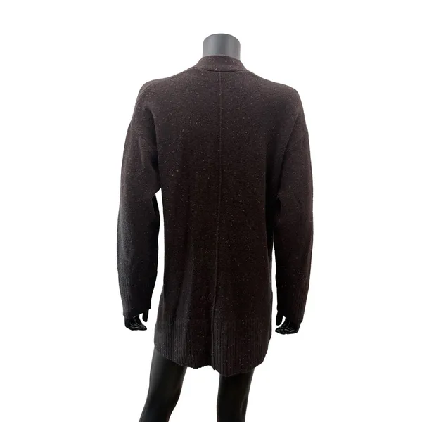 Something Navy Women's M Long Cardigan Brown Multicolor Speckled Button Front - Image 3