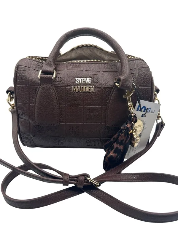 Steve Madden 10" x 7" x 5.5" Embossed Brown Shoulder/Crossbody Bag - Image 3