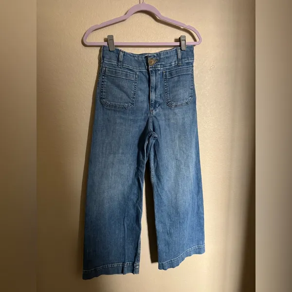 Maeve Colette Cropped High Rise Wide Leg Jeans Sz‎ 27 Marine Korat Wash - Image 3