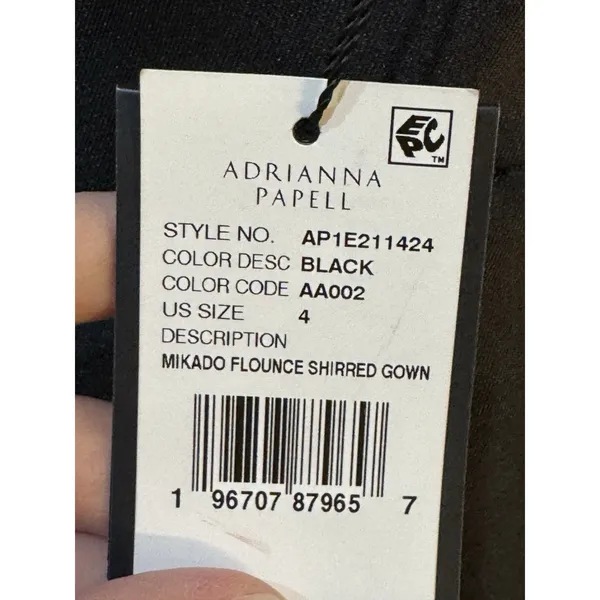 Adrianna Papell Women's Mikado Flounce Gown Black Size 4 Drop‎ Waist - Image 7