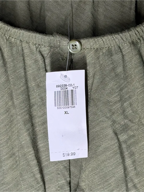 NEW Old Navy Boho Cottagecore Cotton Puff Sleeve Peasant‎ Blouse Olive Green XL - Image 5