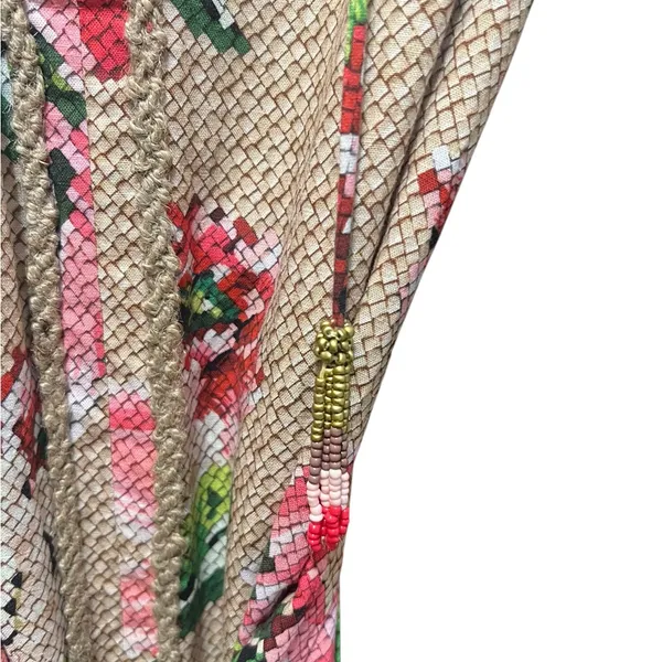 Farm Rio Floral Ruffle Beaded Tassels Belt‎ Slip-On Dress Size XS - Image 7