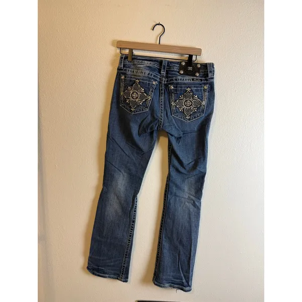 Y2K Embellished Pocket Miss Me Bootcut Mid Rise Jeans Mid Wash Size 29 x 34 - Image 2