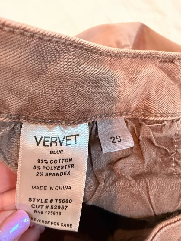 Vervet Blue High Rise Straight Leg Raw Hem Jeans Taupe Brown Size 29 - Image 5