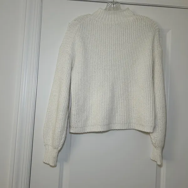 J.Crew Ivory White Mock Neck Cable Knit Sweater Small minimal cozy classic basic - Image 7