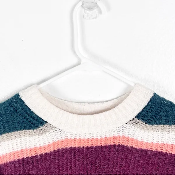 AMERICAN EAGLE Striped Long Sleeves Drop Shoulder Cropped Sweater Small Casual - Image 7