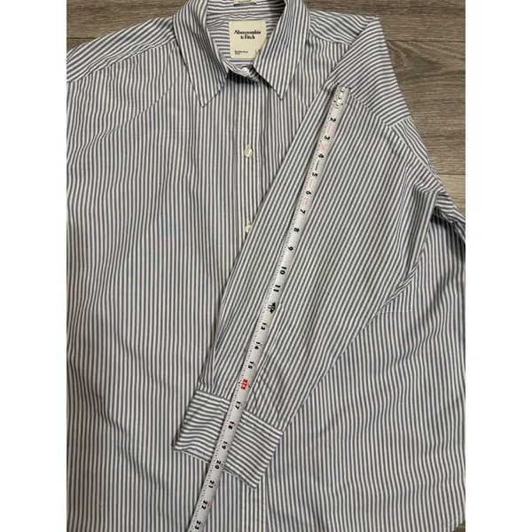 Abercrombie & Fitch Womens Oversized Shirt M Striped Button Down Blue White - Image 7