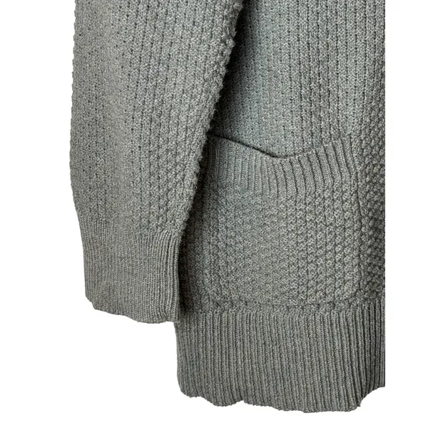 Aerie Varsity Sweater Women Medium Grey Cotton Waffle Knit Button Front Cardigan - Image 5