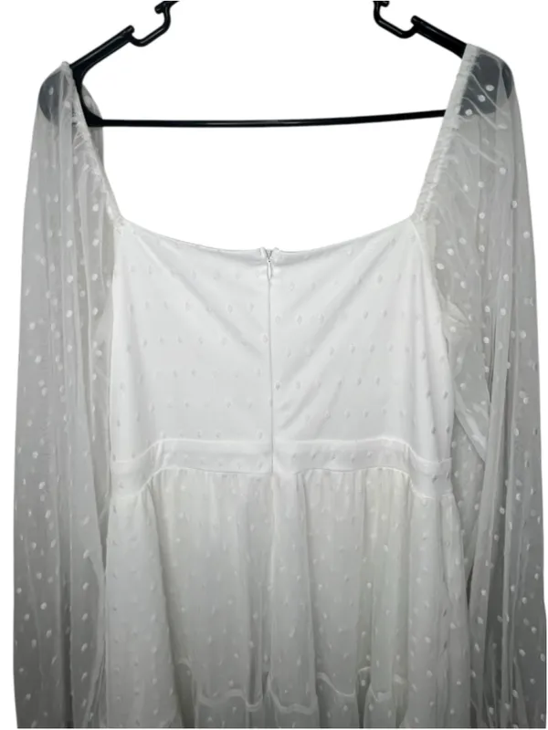Lulus White Swiss Dot Sheer Long Sleeve Cottagecore Prairie Midi Dress - Image 8