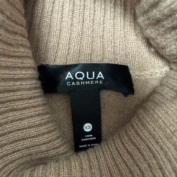 Aqua Cashmere Camel Tan 100% Cashmere Turtleneck Sweater XS Knit Monochrome - Image 6