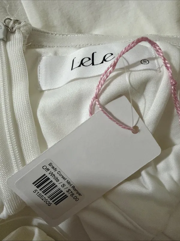 LeLe Brady Corset Mini Romper. Off White - Image 7