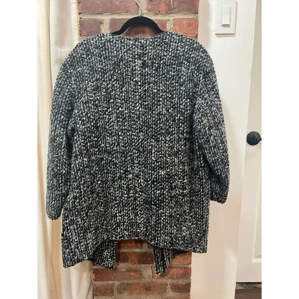 Joie Bouclé Wool Blend Long Cardigan Coat Gray White Size Small - Image 7