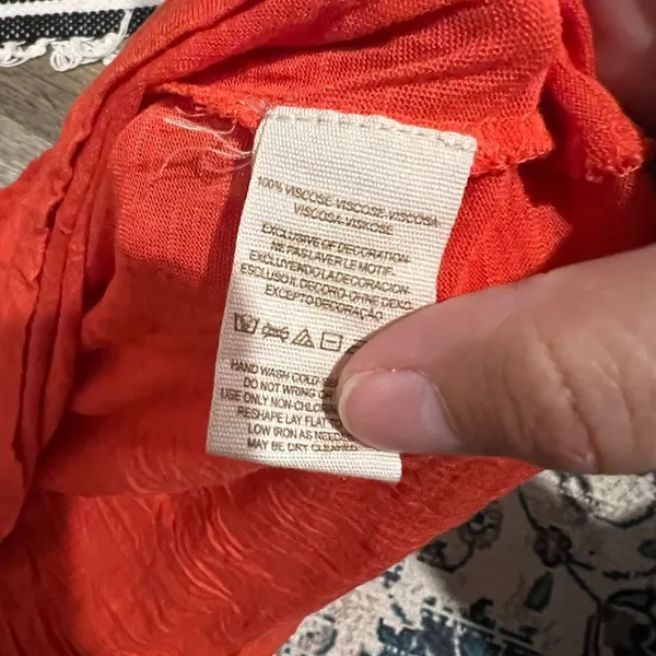 Free people Orange Embroidered mesh‎ Top M - Image 9