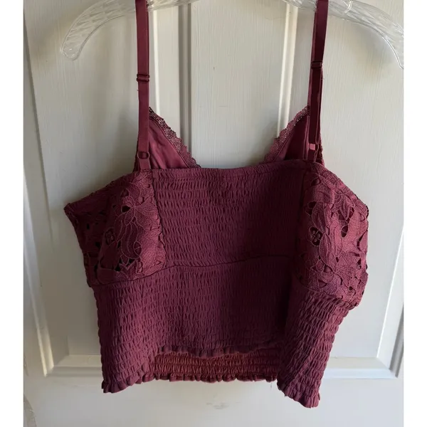 NEW Torrid Women's 2X Mauve Floral Laace Smocked Cami Crop Top - Image 6