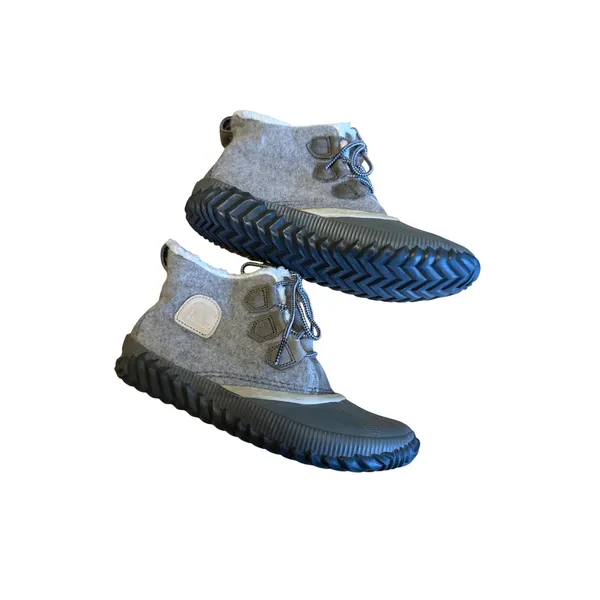 Sorel Women Out 'N About Felt boots Gray waterproof rubber fleece lining Size 9 - Image 3