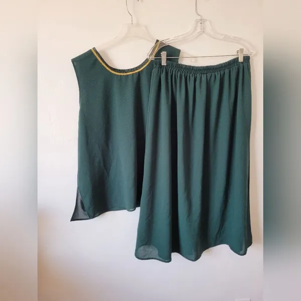 Vintage F.A.D. Emerald Green 2 Piece Skirt Set Retro Grandma Pleat Plus Size 2X - Image 6