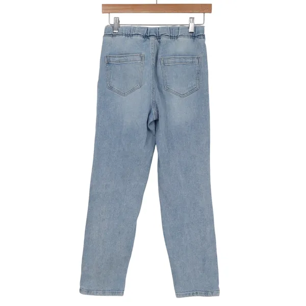Sincerely Jules Womens Distressed Straight Leg Jeans Light Wash Elastic Waist S - Image 5