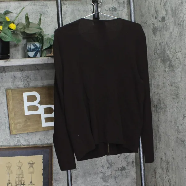 Easy Spirit Womens Vintage Y2K Full Zip Knit Sweater Brown M - Image 2