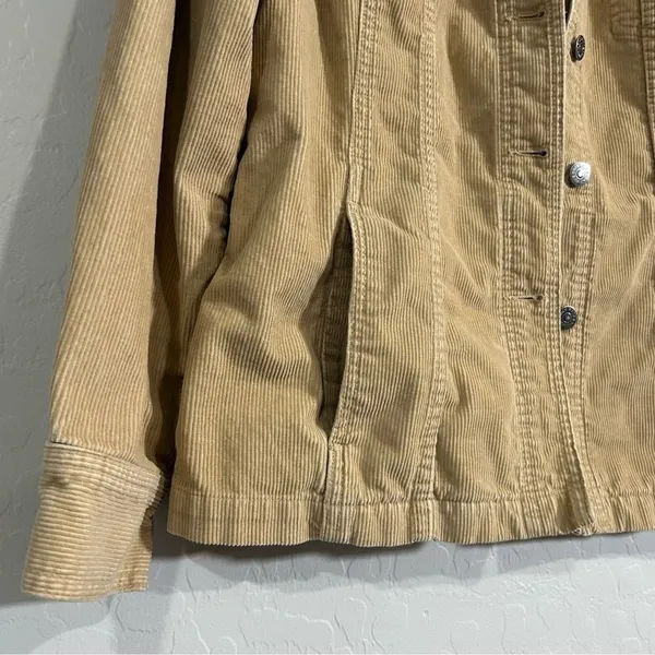 Eddie Bauer Corduroy Trucker Jacket Tan Large Cotton Western Cottagecore Top - Image 5