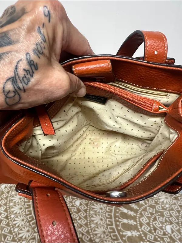 Liz Claiborne Burnt Orange Pebble Leather Shoulder Bag - Image 13