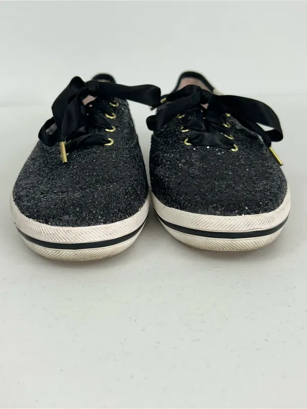 Kate Spade x Keds Black Glitter Sneakers Size 10 - Image 3