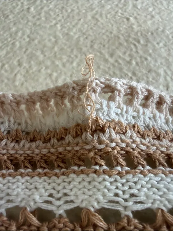 Charleston Stroll Top - Striped Crochet Tie-Front Camisole in Beige and Cream - Image 7