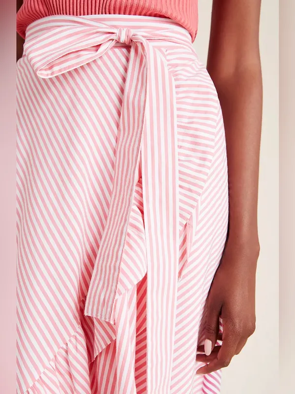 Anthropologie Maeve Penny Ruffled Striped Midi Skirt - Image 4