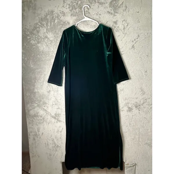 Bob Mackie Emerald Green Velvet Dress Embellished Beaded Neckline Elegant S New - Image 3
