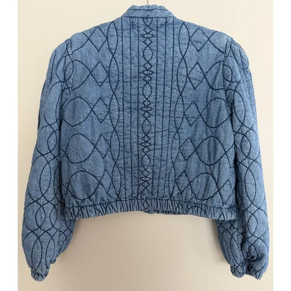 Free People Quinn Quilted Cotton Denim Jacket Women's Size XS - Image 2