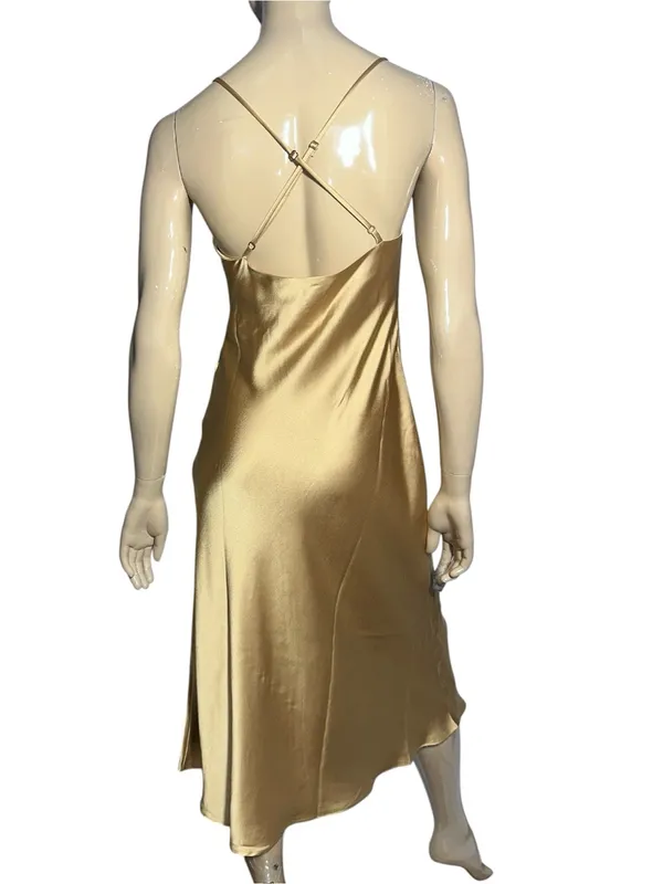 Show Me Your MuMu Women’s Size S Gold Verona Satin Cowl Midi Slip Dress - Image 5