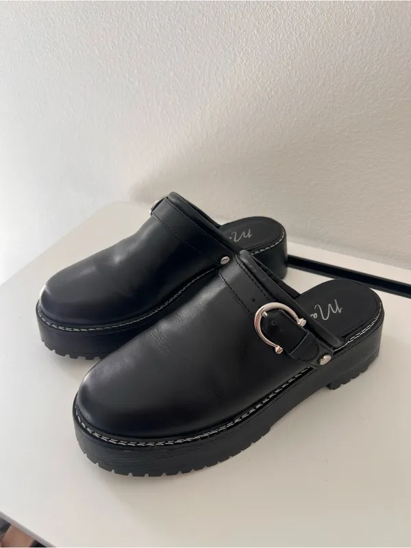 Matisse Anthropologie Lenni Black Leather Platform Mule Size 9.5 - Image 2