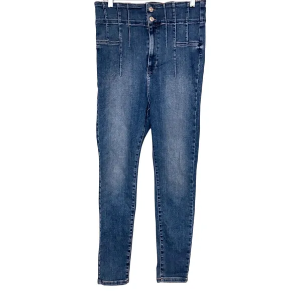 We The Free Medium Wash Indie High Rise Corset Waist Skinny Jeans Sz 32 - Image 2