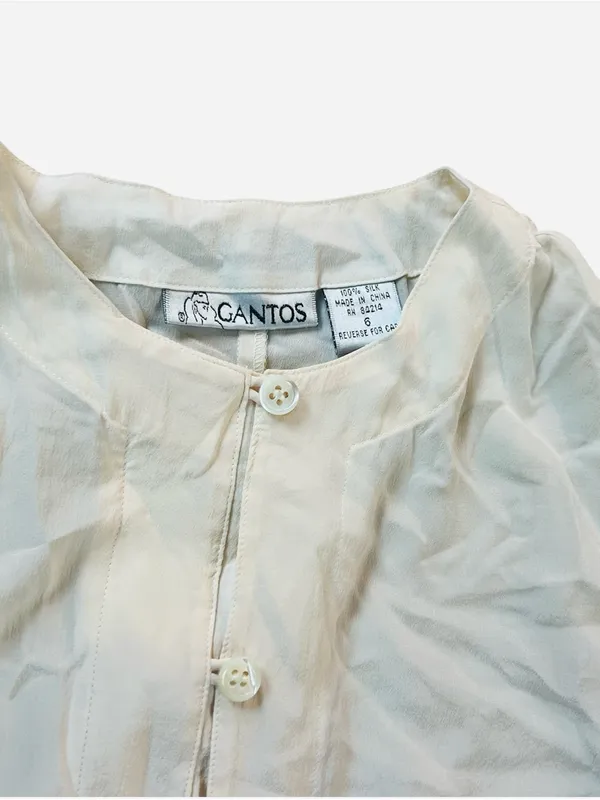 100% Silk Lightweight Cream Button - Image 2