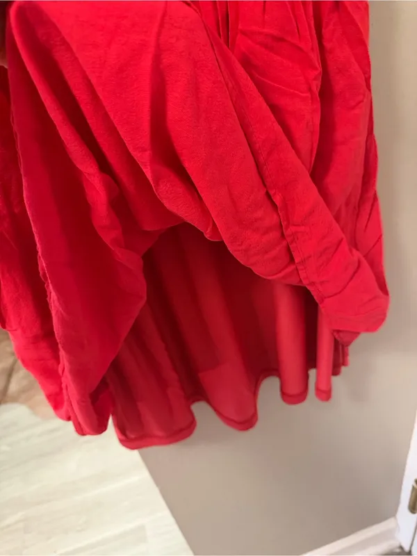 Entro Red Boho Embroidered Peasant Tunic Dress – Size Small - Image 6